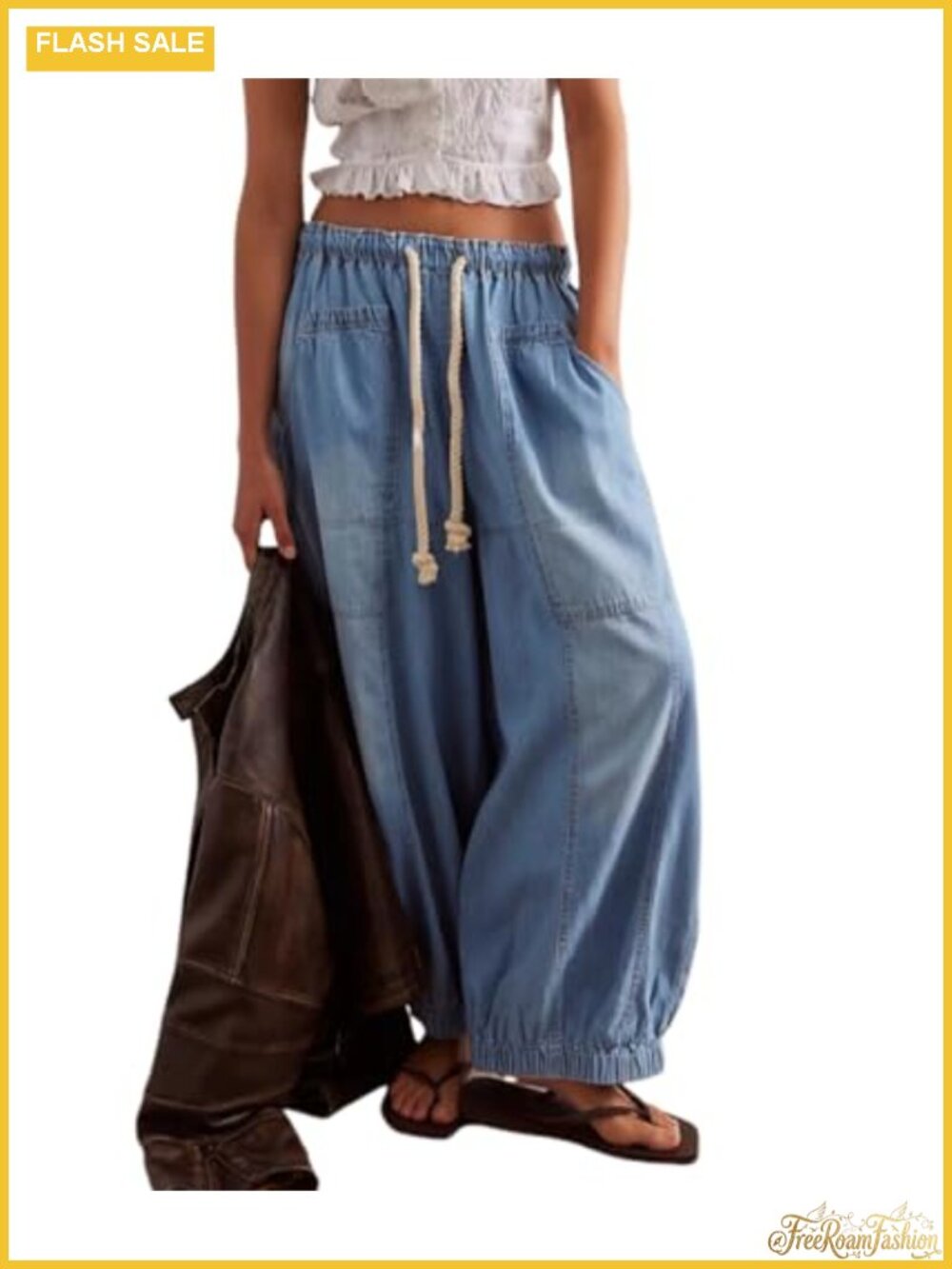 Women Mid Rise Barrel Jeans Loose Baggy Wide Leg Vintage Elastic Denim Pants